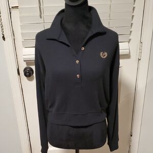 PINK Victoria's Secret Black Crop Sleep Shirt